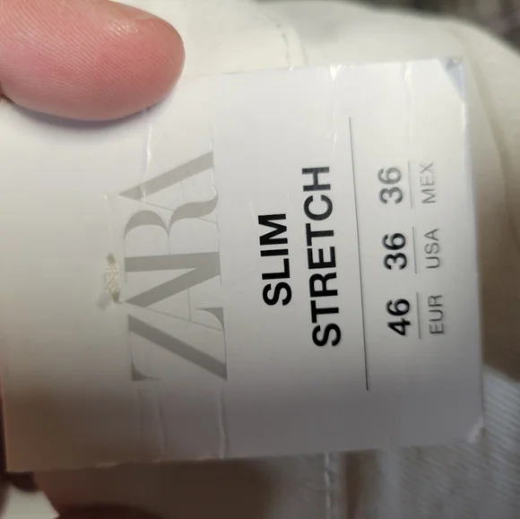 Zara NWT Distressed Raw Hem Slim Stretch Fit White Jeans Size 36 Womens - Picture 9 of 10